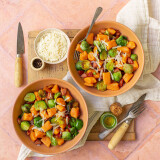 Gnocchis de patates douces et choux de bruxelles