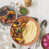 Purée de céleri rave et légumes rôties