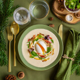 RECETTE CRÈME DE PARFAIT, ŒUF MOLLET ET CHIPS DE JAMBON